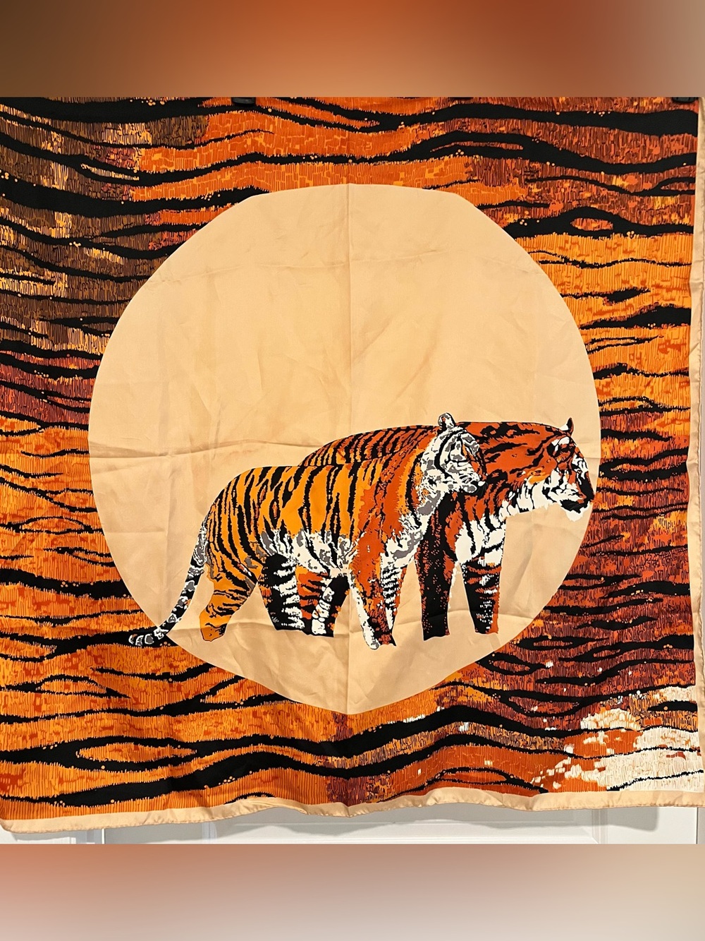 Vintage Silk Bengal Tiger Scarf Made in Germany